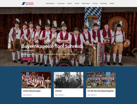 Startseite Website Bayernkapelle Toni Schmid 2025