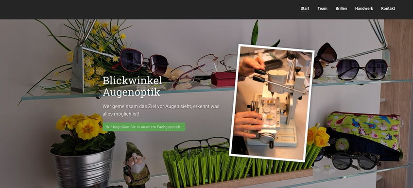 Startseite Website Blickwinkel Augenoptik 2023