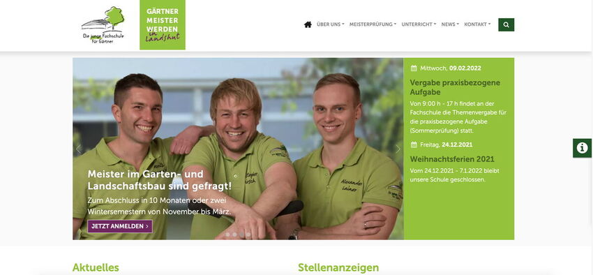 Startseite Website Staatliche Fachschule für Agrarwirtschaft 2021