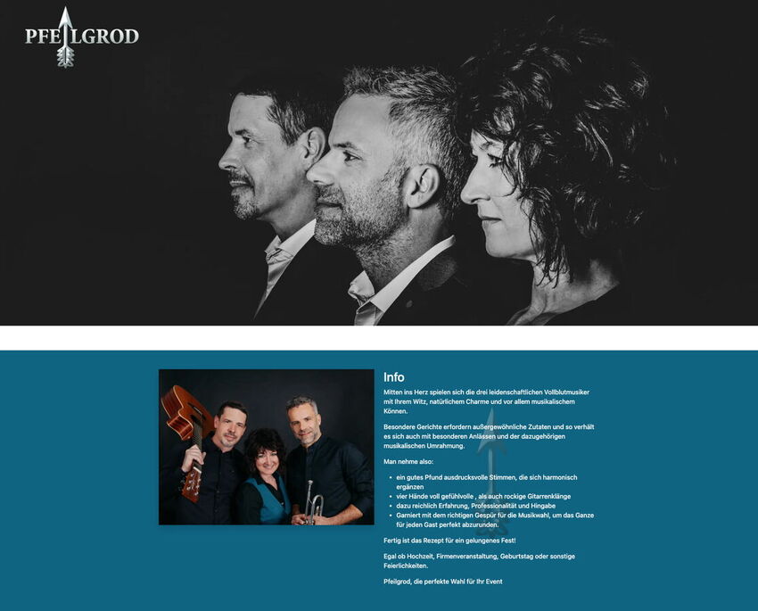 Startseite Website Pfeilgrod 2023