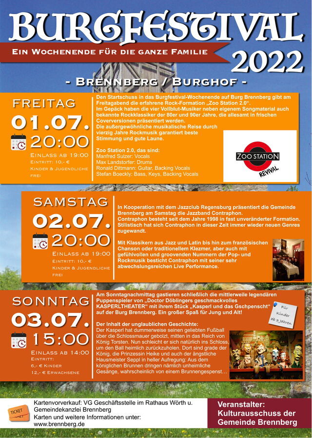 Plakat Burgfestival Brennberg 2022