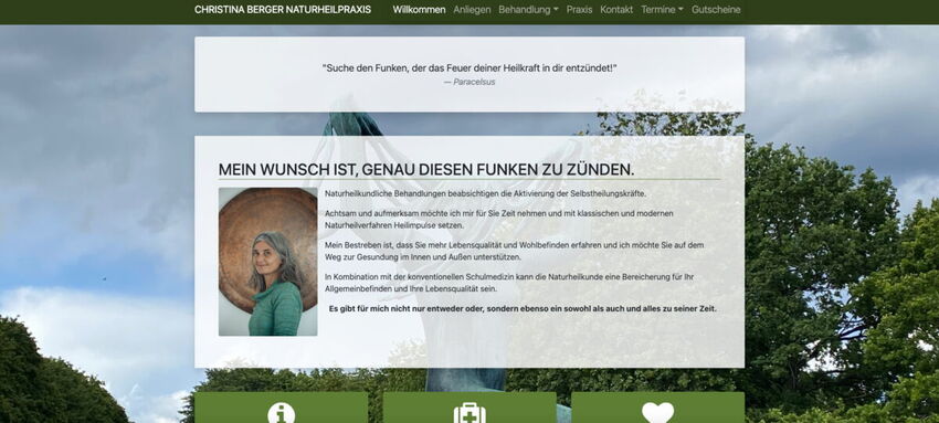 Startseite Website Christina Berger Naturheilpraxis 2023