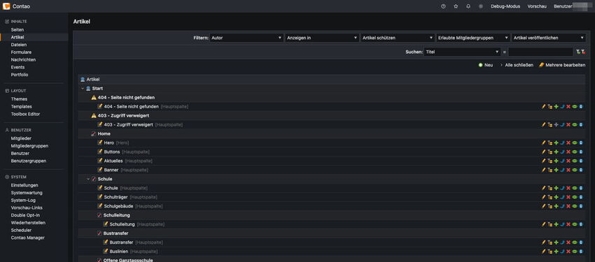 Contao Backend Contao Backend