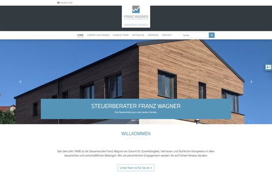 Startseite Website Franz Wagner Steuerberatungsgesellschaft mbH 2021