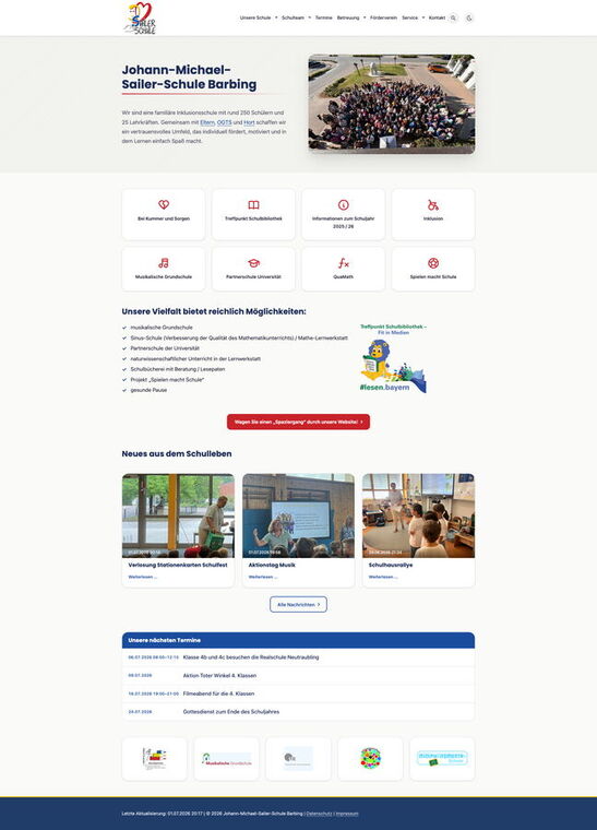 Startseite der Johann-Michael-Sailer-Schule Barbing
