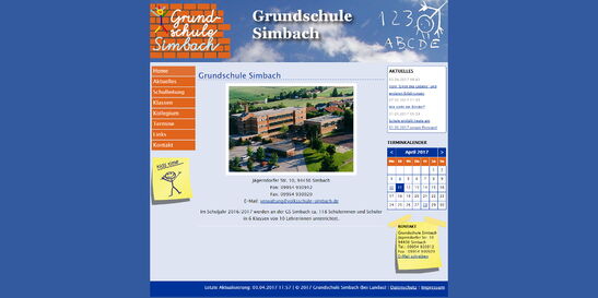 Startseite Website Grundschule Simbach bei Landau 2017