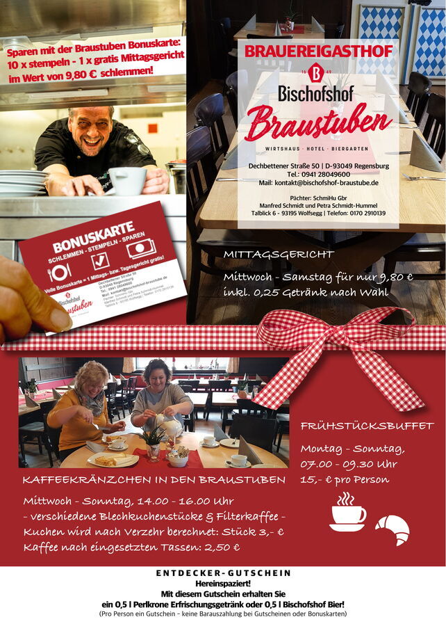 Flyer Bischofshof Braustuben, Regensburg