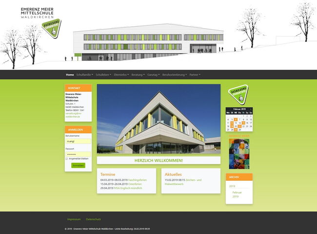 Startseite Website Emerenz Meier Mittelschule Waldkirchen 2019