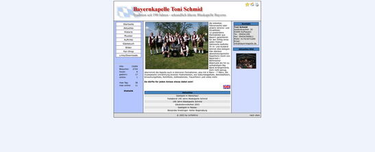 Startseite Website Bayernkapelle Toni Schmid 2003