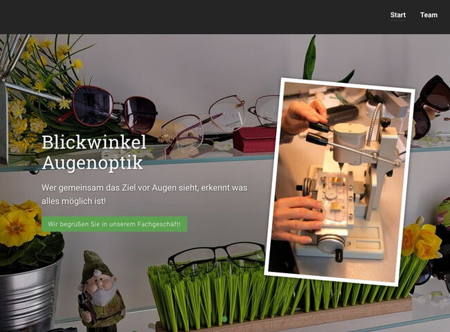 Startseite Website Blickwinkel Augenoptik 2023