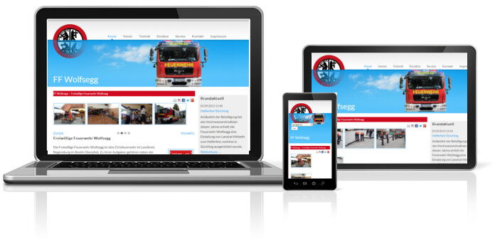 Ein Laptop, Handy und Tablet demonstrieren responsive Verhalten