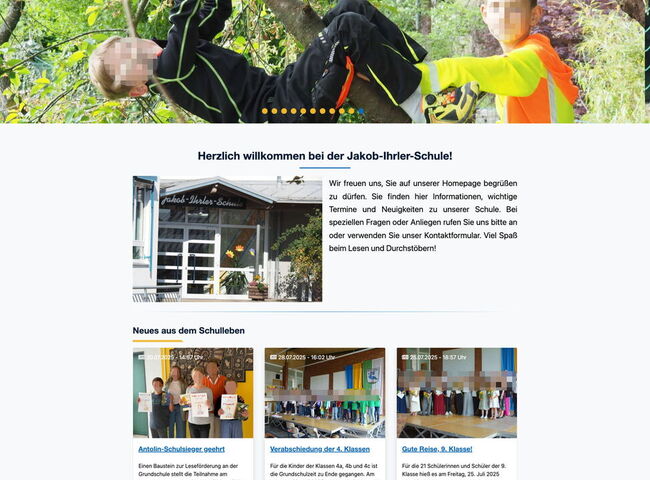 Startseite Website Jakob-Ihrler-Schule 2023