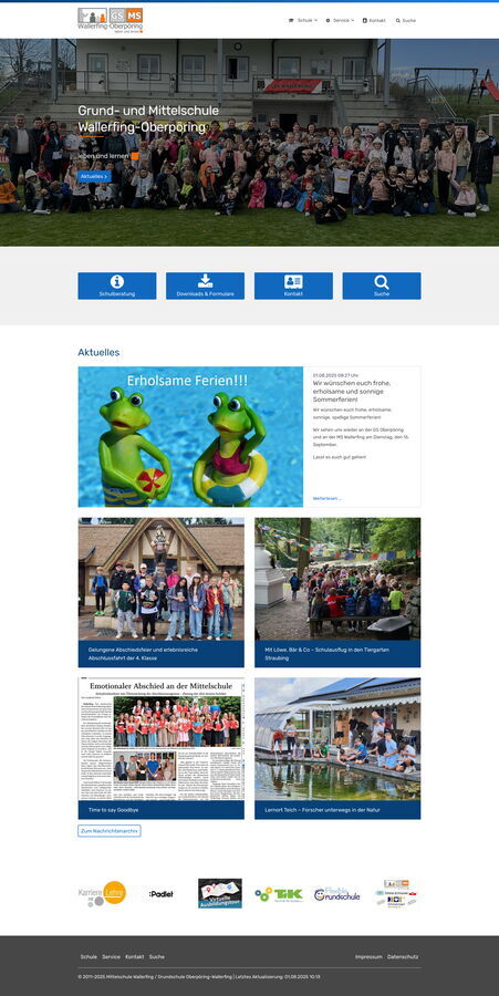 Startseite Website Grund- und Mittelschule Wallerfing 2025