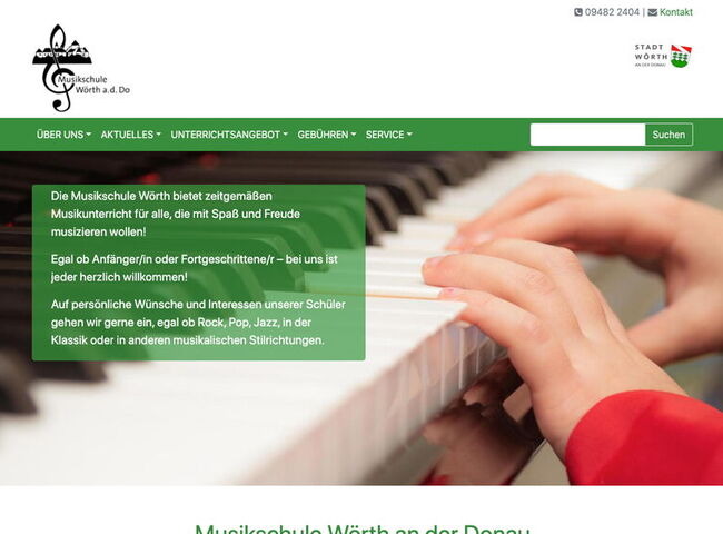 Startseite Website Musikschule Wörth an der Donau 2020