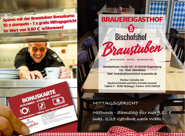 Flyer Bischofshof Braustuben, Regensburg