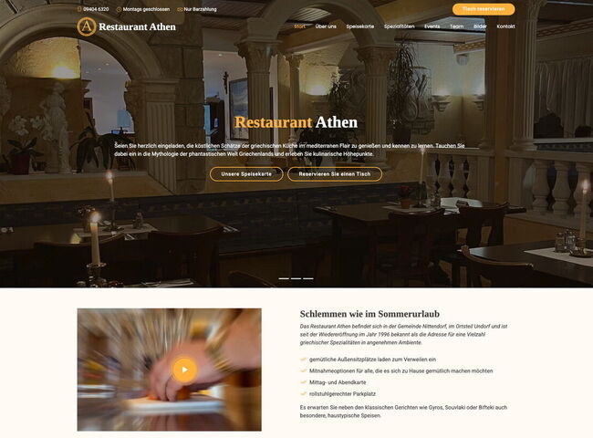 Startseite Website Restaurant Athen Undorf 2025