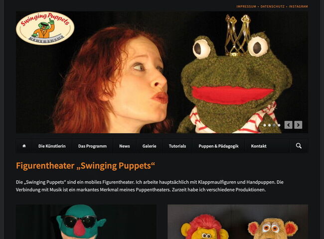 Startseite Website Figurentheater „Swinging Puppets“ 2025