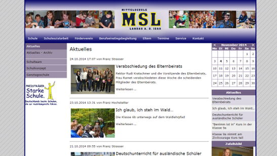 Startseite Website Mittelschule Landau an der Isar 2012