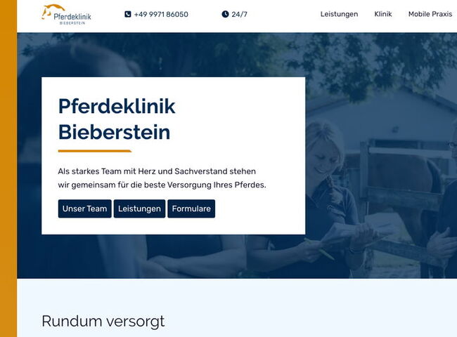 Bildschirmaufnahme Pferdeklinik Bieberstein