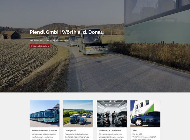 Startseite Website Piendl GmbH Wörth an der Donau 2025
