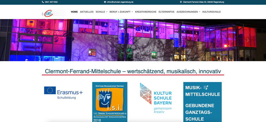 Startseite Website Clermont-Ferrand-Mittelschule Regensburg 2024