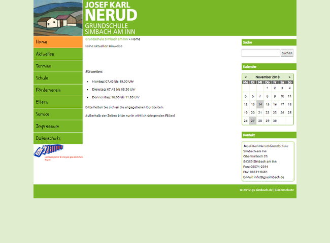 Startseite Website Josef-Karl-Nerud-Grundschule Simbach am Inn 2012