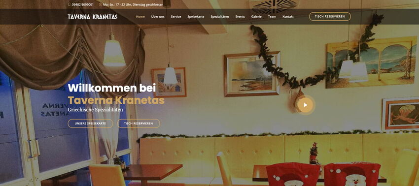 Startseite Webseite Taverna Kranetas 2024