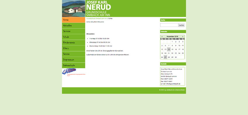 Startseite Website Josef-Karl-Nerud-Grundschule Simbach am Inn 2012