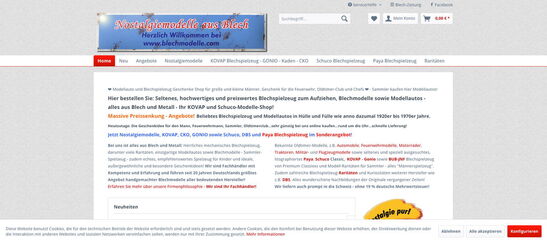 Startseite Onlineshop Nostalgiemodelle aus Blech 2025