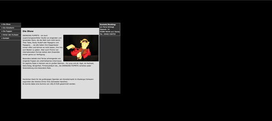 Startseite Website Figurentheater „Swinging Puppets“ 2008