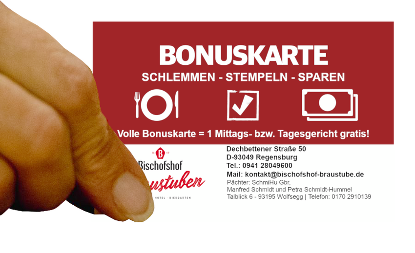 Druckvorlage Bonuskarte Bischofshof Braustuben