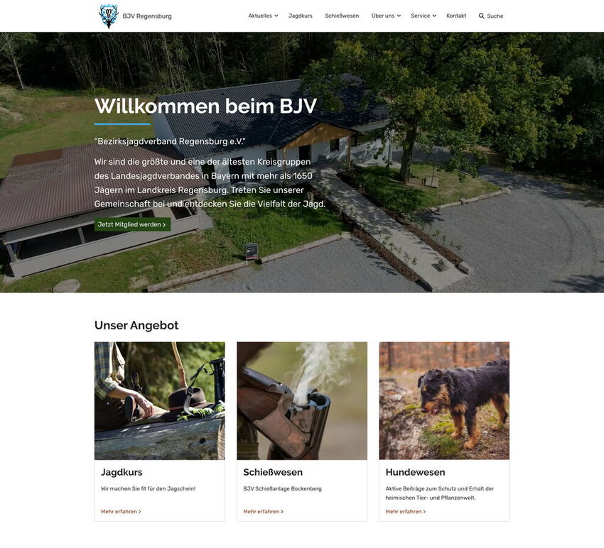 Startseite Website Bezirksjagdverband Regensburg e.V. 2025