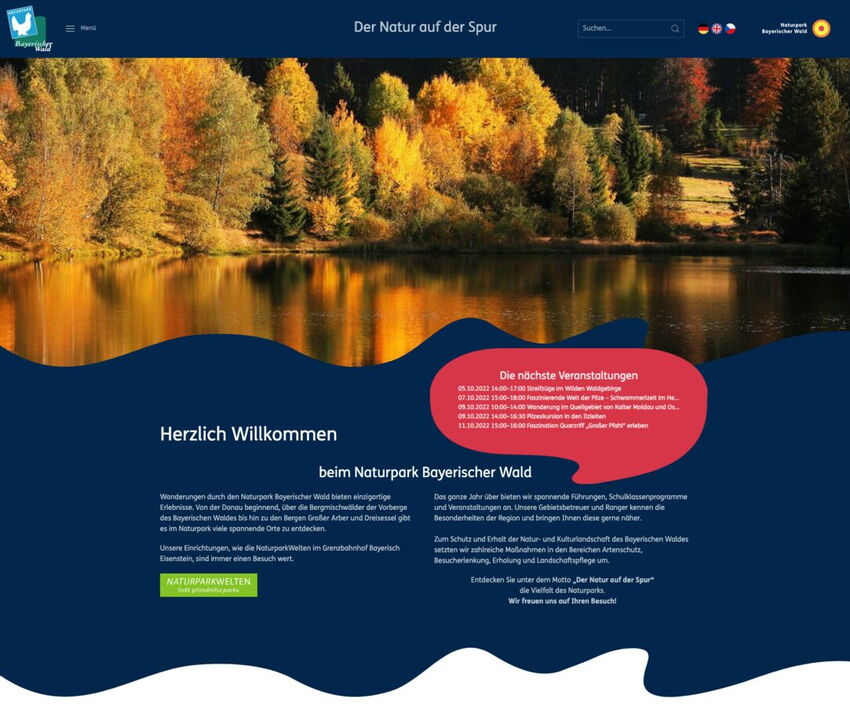 Startseite Website Naturpark Bayerischer Wald 2019