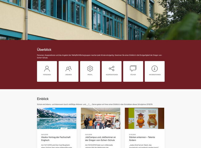 Startseite Website Gregor-von-Scherr-Schule 2019