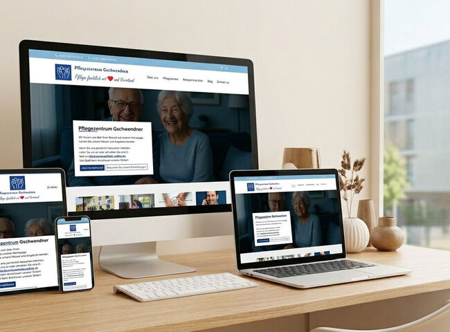 Webseite auf verschiedenen Endgeräten dargestellt