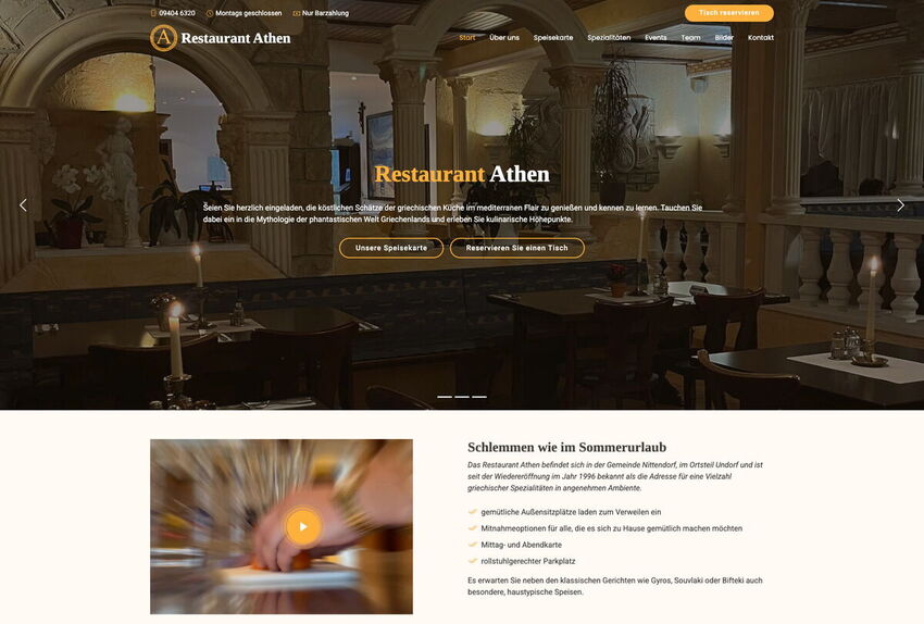 Startseite Website Restaurant Athen Undorf 2025