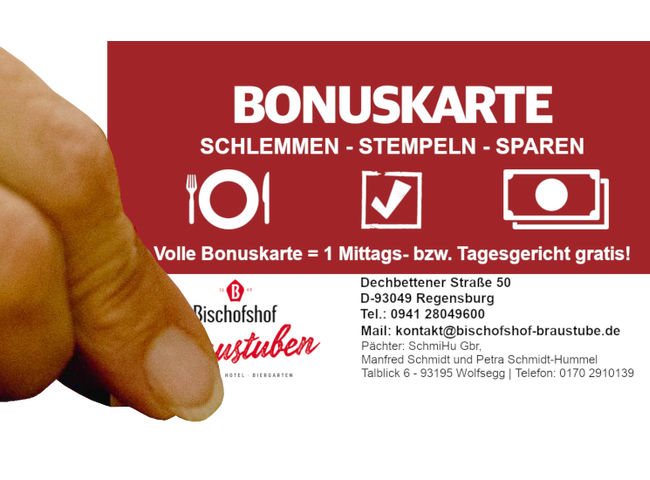 Druckvorlage Bonuskarte Bischofshof Braustuben