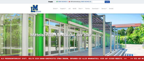 Startseite Website Mittelschule Landau an der Isar 2020