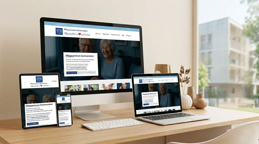 Webseite auf verschiedenen Endgeräten dargestellt